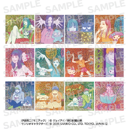 伊藤潤二・サンリオキャラクターズ トレーディングホログラムステッカー パロディ全12種  